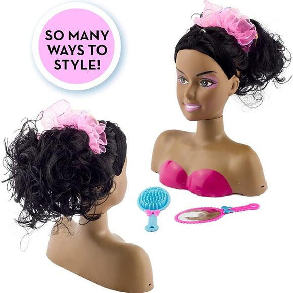 African American Black Makeup and Hair Styling Doll Head Toy Playset - Picture 4 of 6